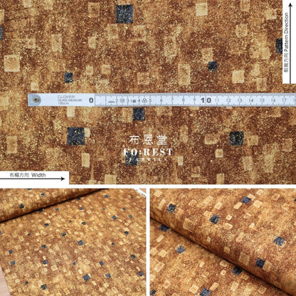 cotton - Gustav Klimt Squares Metallic fabric GoldBlack - FO:REST Fabric 布恩堂Liberty fabrictana lawnjapanese fabricykk zipper