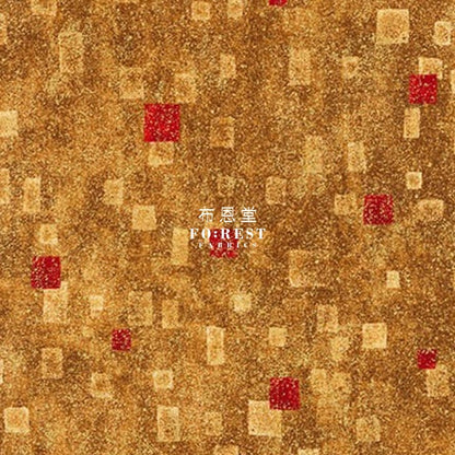 cotton - Gustav Klimt Squares Metallic fabric GoldRed - FO:REST Fabric 布恩堂Liberty fabrictana lawnjapanese fabricykk zipper