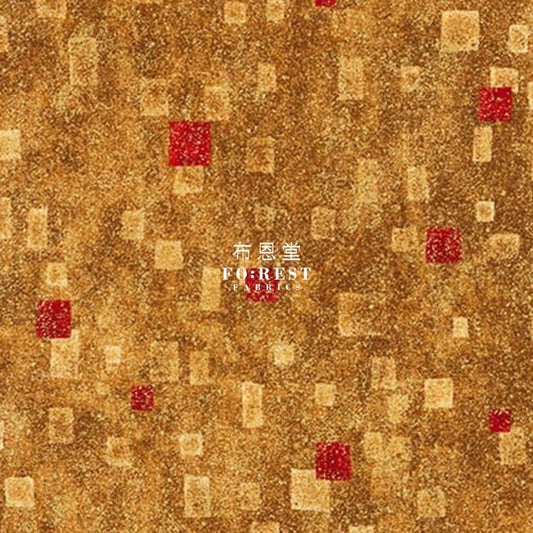 cotton - Gustav Klimt Squares Metallic fabric GoldRed - FO:REST Fabric 布恩堂Liberty fabrictana lawnjapanese fabricykk zipper