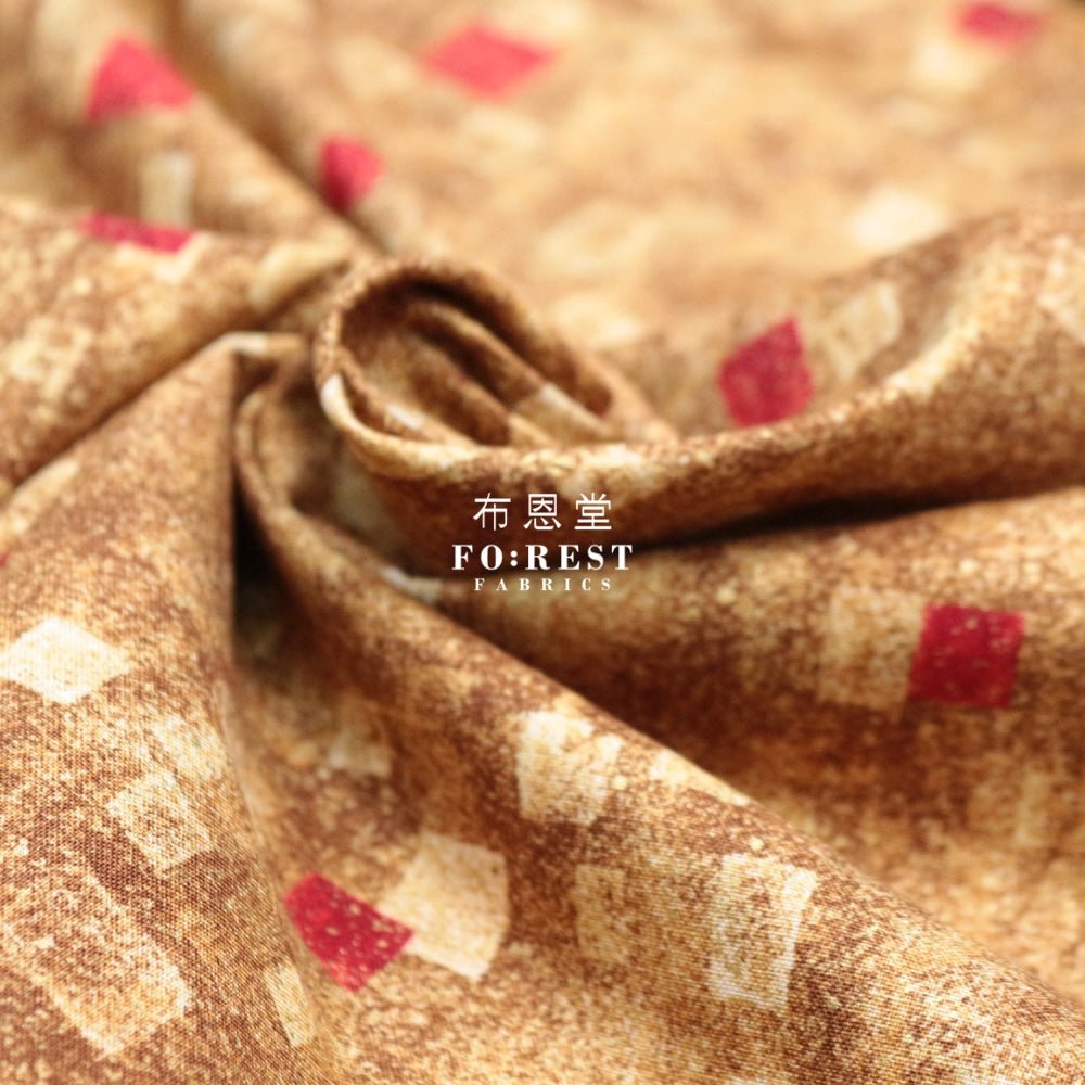 cotton - Gustav Klimt Squares Metallic fabric GoldRed - FO:REST Fabric 布恩堂Liberty fabrictana lawnjapanese fabricykk zipper