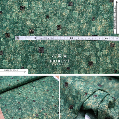 cotton - Gustav Klimt Squares Metallic fabric Green - FO:REST Fabric 布恩堂Liberty fabrictana lawnjapanese fabricykk zipper
