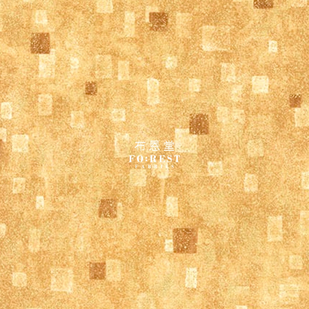Cotton - Gustav Klimt Squares Metallic Fabric Lt.gold
