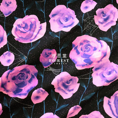 Cotton - Halloween Collection Fabric Purple Rose