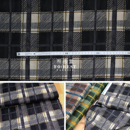 cotton - Hand drawing style Tartan fabric Black - FO:REST Fabric 布恩堂Liberty fabrictana lawnjapanese fabricykk zipper