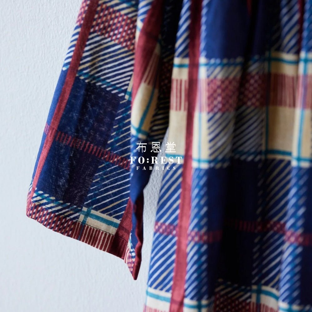 cotton - Hand drawing style Tartan fabric Brown - FO:REST Fabric 布恩堂Liberty fabrictana lawnjapanese fabricykk zipper
