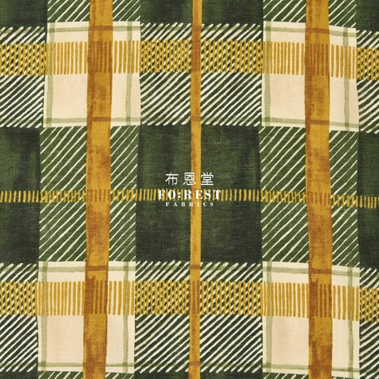 Cotton - Hand Drawing Style Tartan Fabric Mustard