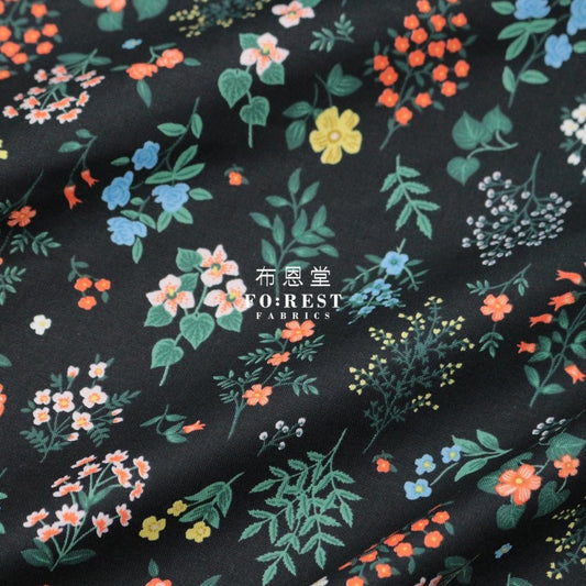 cotton - Hawthorne Flower fabric Black - FO:REST Fabric 布恩堂Liberty fabrictana lawnjapanese fabricykk zipper