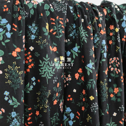 cotton - Hawthorne Flower fabric Black - FO:REST Fabric 布恩堂Liberty fabrictana lawnjapanese fabricykk zipper