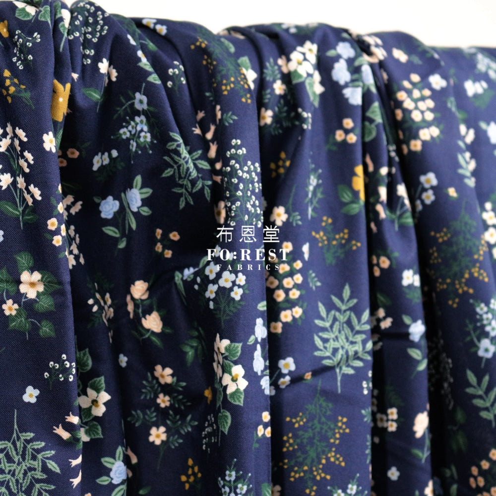 Cotton - Hawthorne Flower Fabric Navy