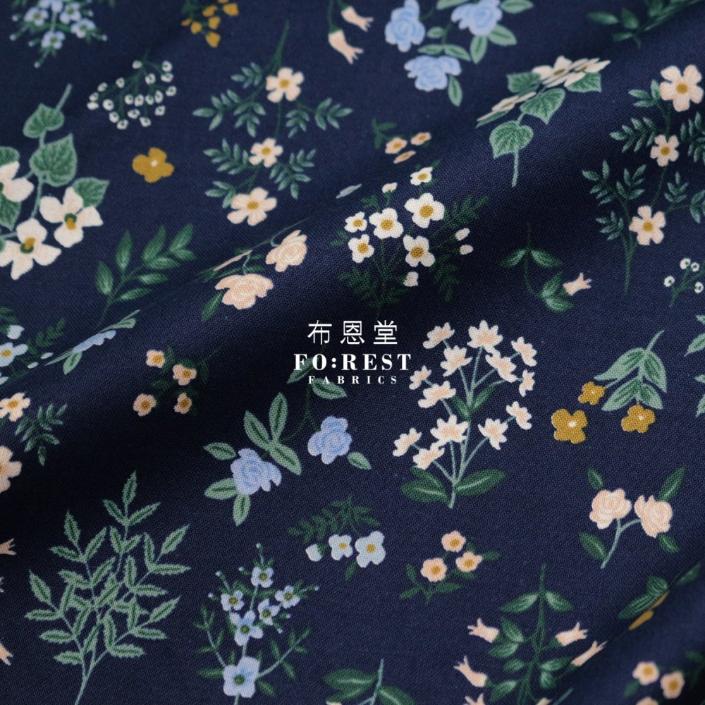 Cotton - Hawthorne Flower Fabric Navy