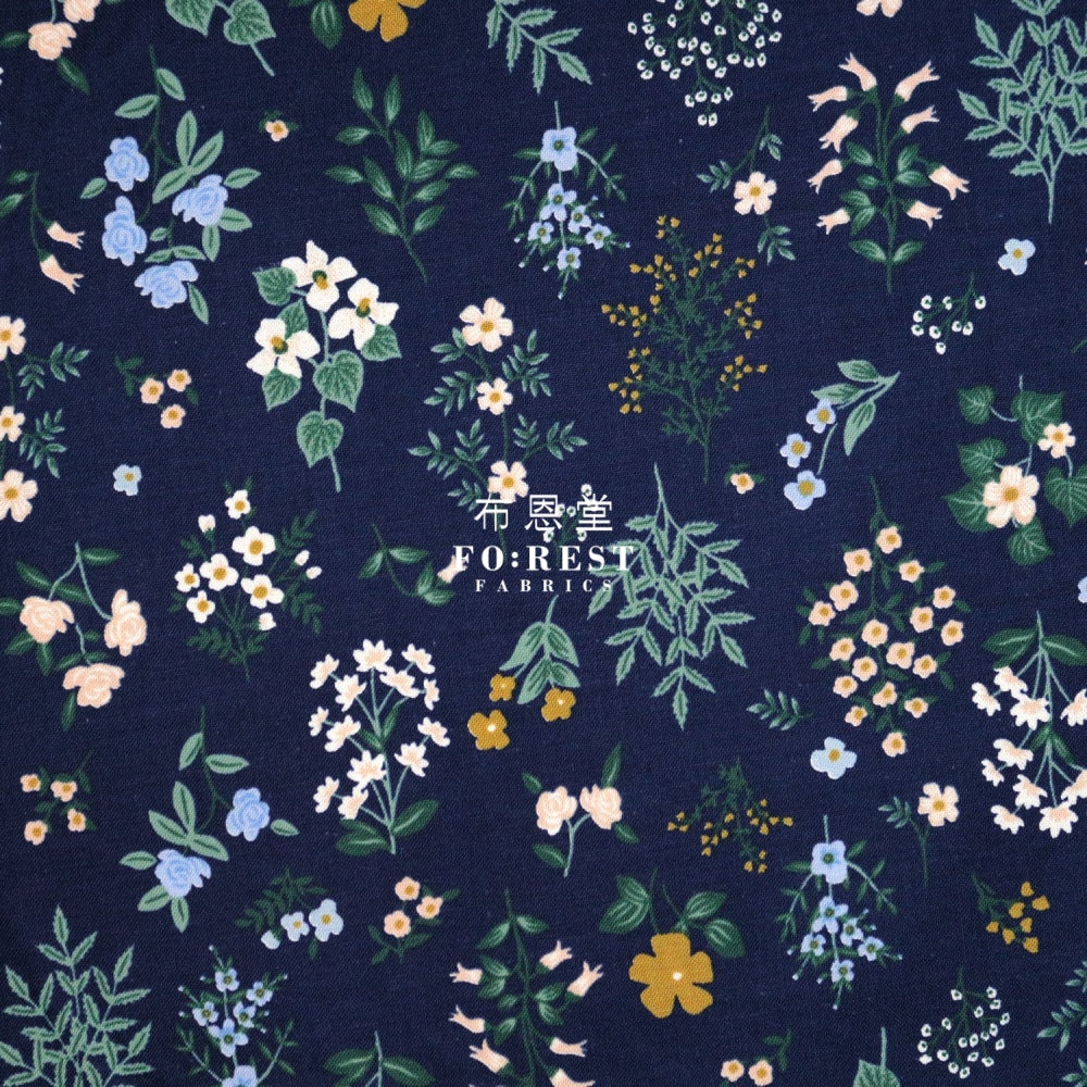 Cotton - Hawthorne Flower Fabric Navy