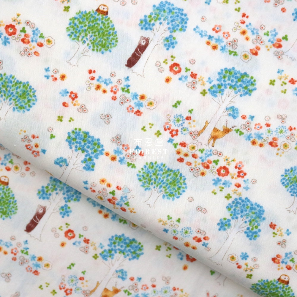 Cotton - Hide And Seek Forest Fabric Milky Cotton