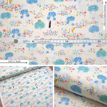 Cotton - Hide And Seek Forest Fabric Natural Cotton