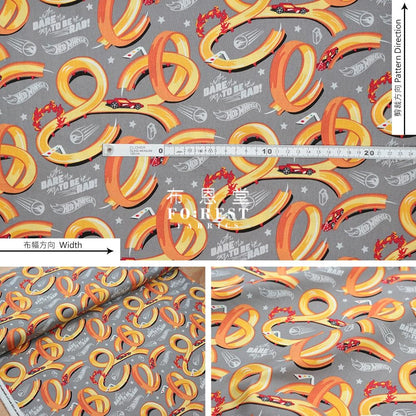 Cotton - Hot Wheel Tracks Car Fabric Gray Cotton