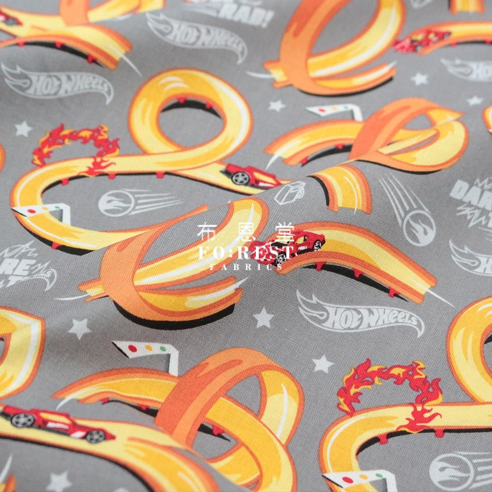 Cotton - Hot Wheel Tracks Car Fabric Gray Cotton