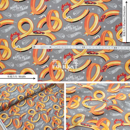 Cotton - Hot wheel Tracks CAR fabric GRAY - FO:REST Fabric 布恩堂Liberty fabrictana lawnjapanese fabricykk zipper