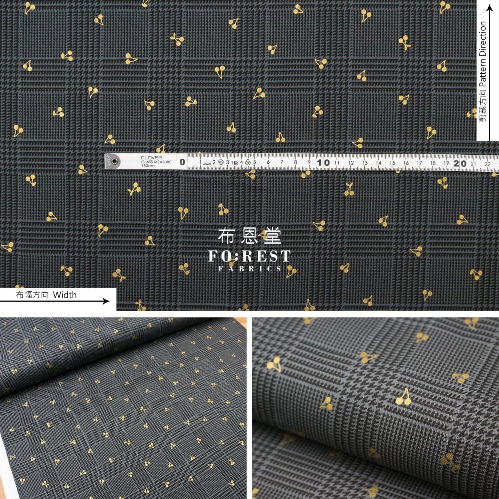 cotton - Houndstooth with metallic fabric DarkGray - FO:REST Fabric 布恩堂Liberty fabrictana lawnjapanese fabricykk zipper