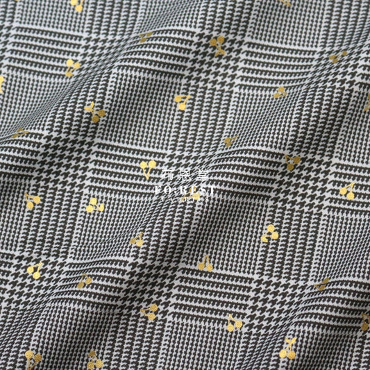 Cotton - Houndstooth With Metallic Fabric Gray