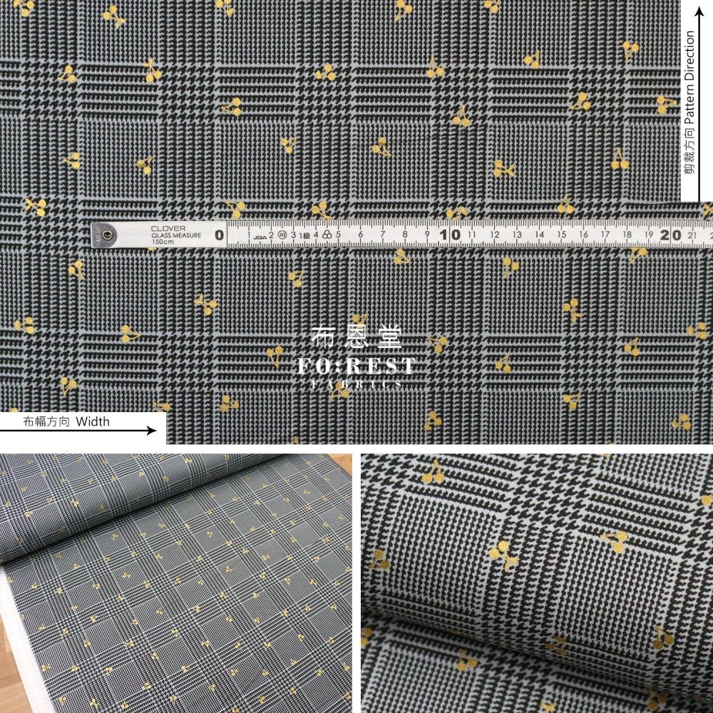 cotton - Houndstooth with metallic fabric Gray - FO:REST Fabric 布恩堂Liberty fabrictana lawnjapanese fabricykk zipper
