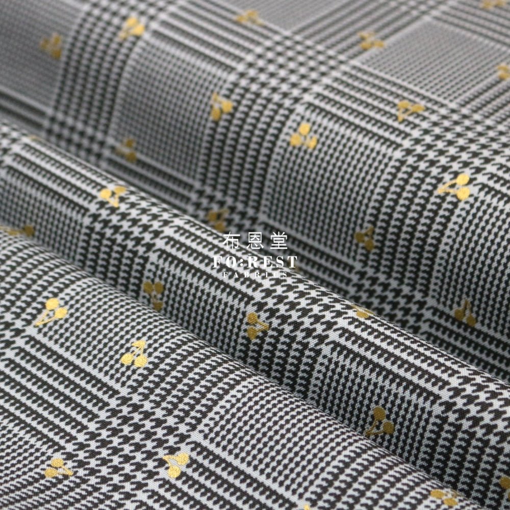 cotton - Houndstooth with metallic fabric Gray - FO:REST Fabric 布恩堂Liberty fabrictana lawnjapanese fabricykk zipper