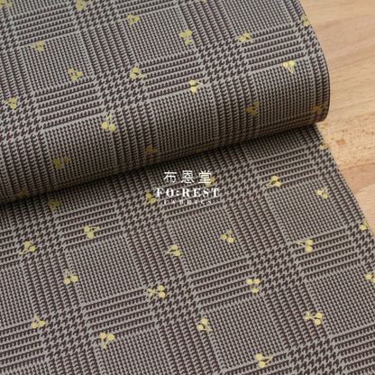 cotton - Houndstooth with metallic fabric Khaki - FO:REST Fabric 布恩堂Liberty fabrictana lawnjapanese fabricykk zipper