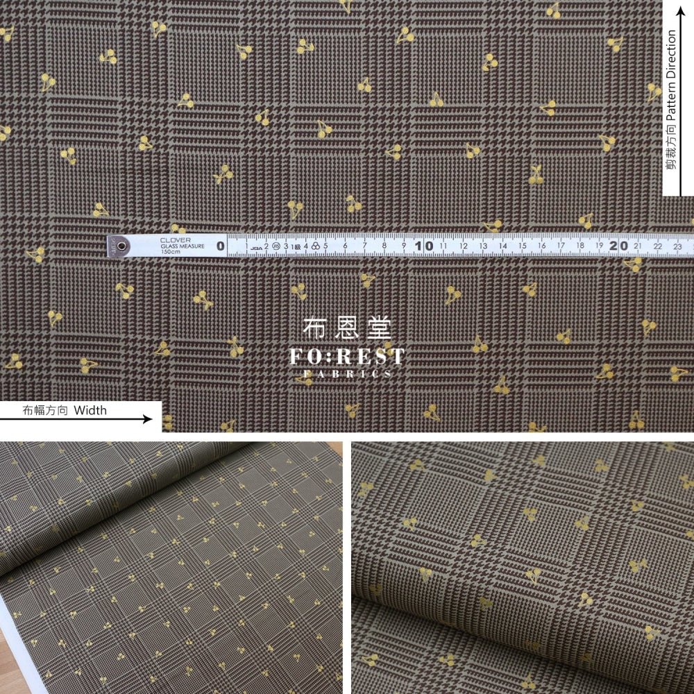 cotton - Houndstooth with metallic fabric Khaki - FO:REST Fabric 布恩堂Liberty fabrictana lawnjapanese fabricykk zipper