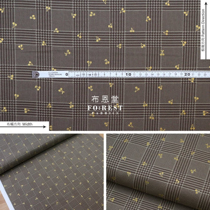 cotton - Houndstooth with metallic fabric Khaki - FO:REST Fabric 布恩堂Liberty fabrictana lawnjapanese fabricykk zipper