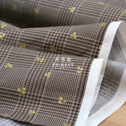 cotton - Houndstooth with metallic fabric Khaki - FO:REST Fabric 布恩堂Liberty fabrictana lawnjapanese fabricykk zipper