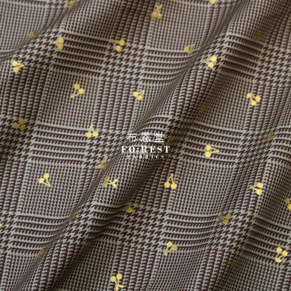 cotton - Houndstooth with metallic fabric Khaki - FO:REST Fabric 布恩堂Liberty fabrictana lawnjapanese fabricykk zipper