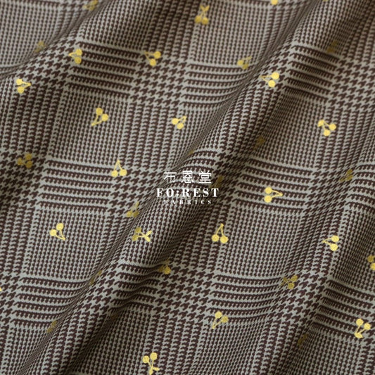 cotton - Houndstooth with metallic fabric Khaki - FO:REST Fabric 布恩堂Liberty fabrictana lawnjapanese fabricykk zipper