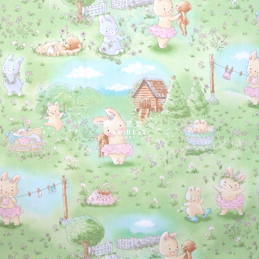 Cotton - In The Meadow Bunny Fabric