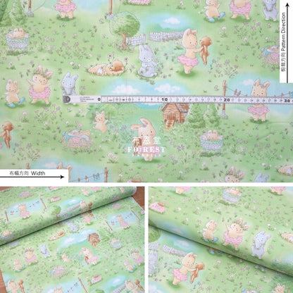 Cotton - In The Meadow Bunny Fabric