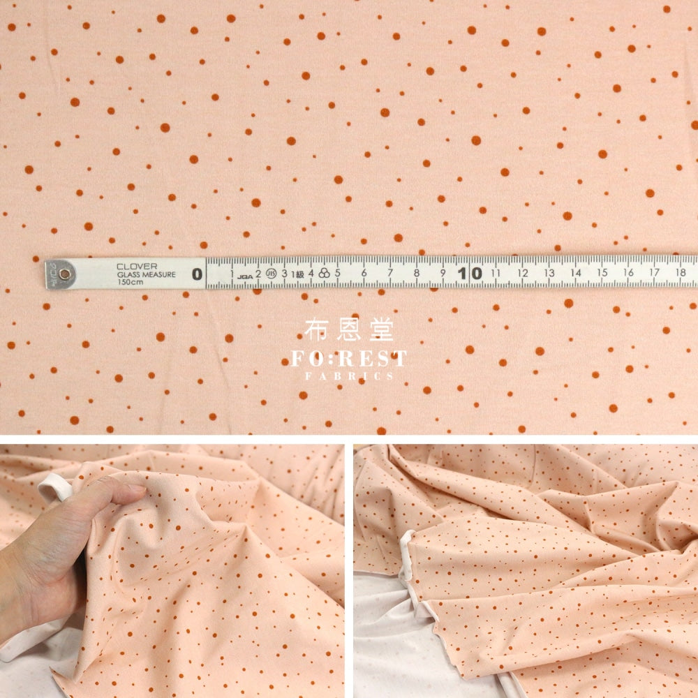 Cotton Jersey Knit - Dot Fabric Peach
