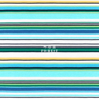 Cotton Jersey Knit - Stripe Fabric Marine