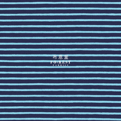 Cotton Jersey Knit - Stripe Fabric Ocean