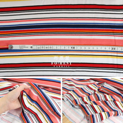 Cotton Jersey Knit - Stripe Fabric Red