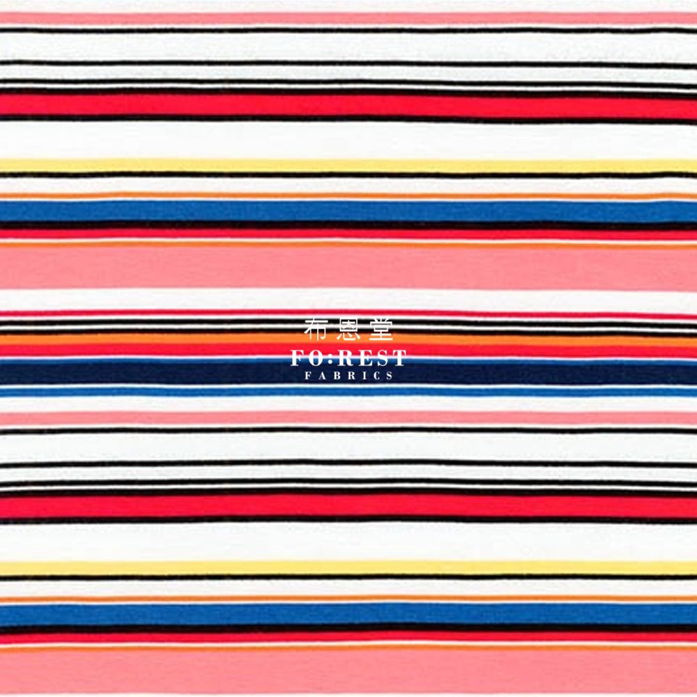 Cotton Jersey Knit - Stripe Fabric Red