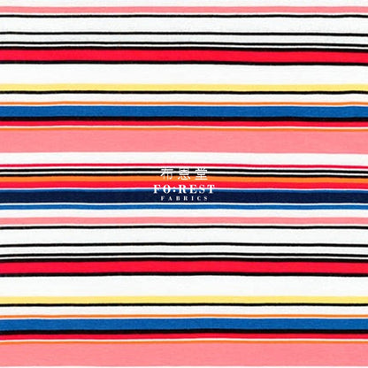 Cotton Jersey Knit - Stripe Fabric Red