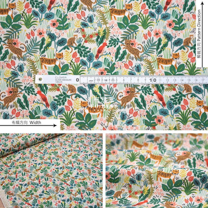 Cotton - Jungle Forest Fabric Natural