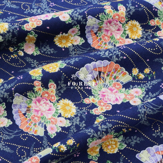 Cotton - Kanoko Fan Fabric Navy Cotton