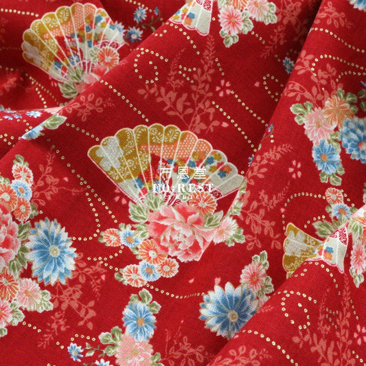Cotton - Kanoko Fan Fabric Red Cotton