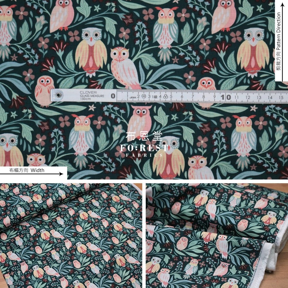 cotton - leaf owl fabric - FO:REST Fabric 布恩堂Liberty fabrictana lawnjapanese fabricykk zipper