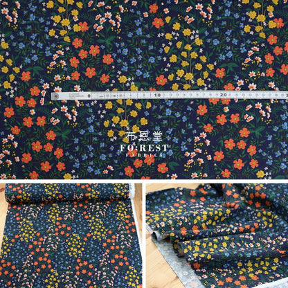 Cotton Linen - Camont Wildwood Garden Navy Fabric Canvas