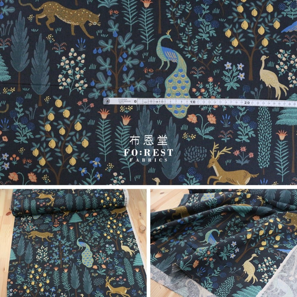 cotton Linen Canvas - Camont Menagerie - Black Metallic fabric - FO:REST Fabric 布恩堂Liberty fabrictana lawnjapanese fabricykk zipper
