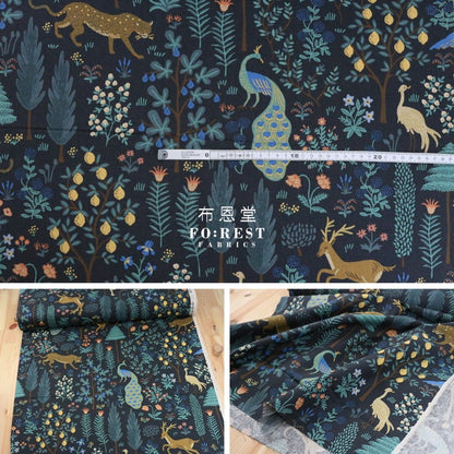 cotton Linen Canvas - Camont Menagerie - Black Metallic fabric - FO:REST Fabric 布恩堂Liberty fabrictana lawnjapanese fabricykk zipper