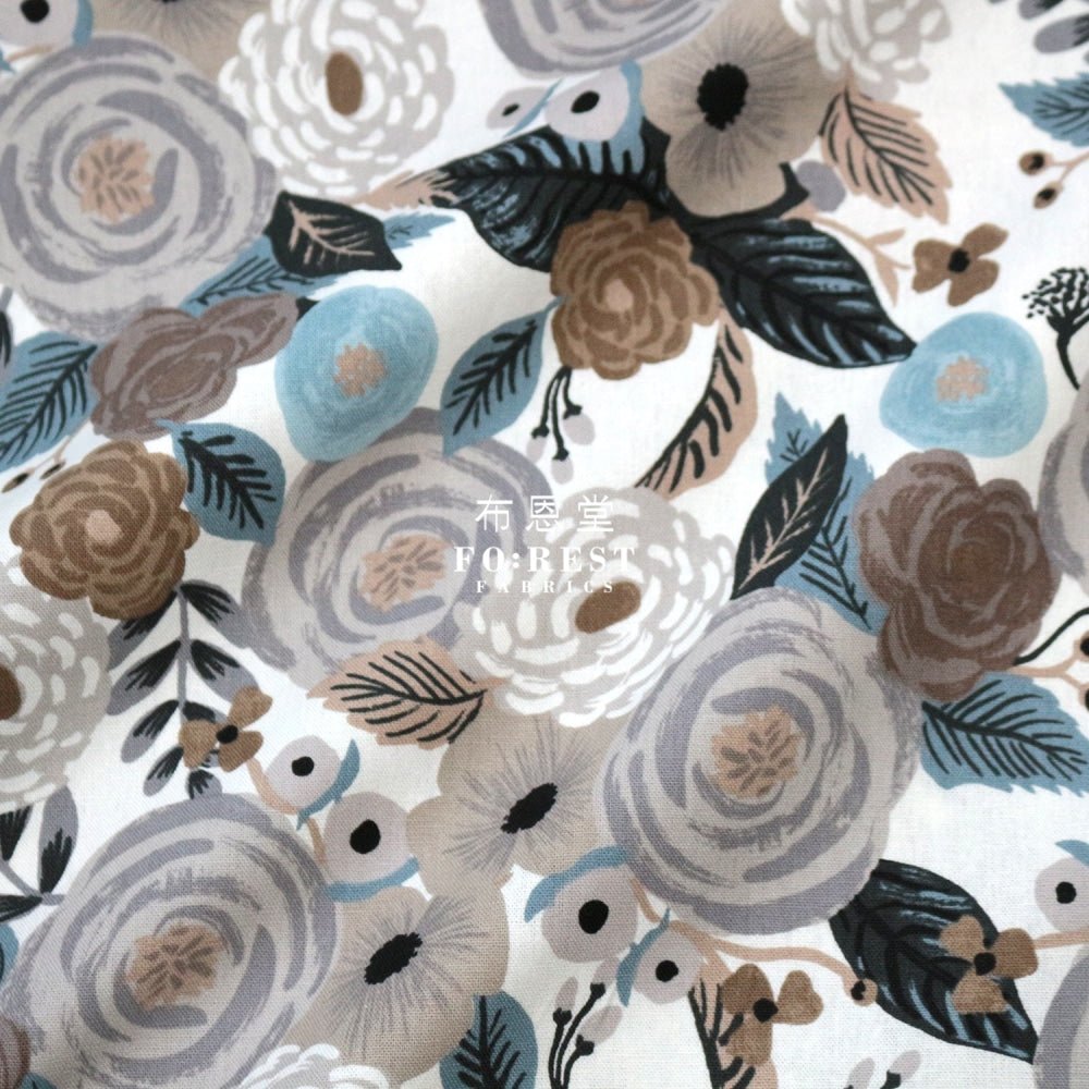 cotton Linen Canvas - Garden Party Juliet Rose fabric White - FO:REST Fabric 布恩堂Liberty fabrictana lawnjapanese fabricykk zipper