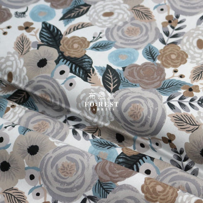 cotton Linen Canvas - Garden Party Juliet Rose fabric White - FO:REST Fabric 布恩堂Liberty fabrictana lawnjapanese fabricykk zipper