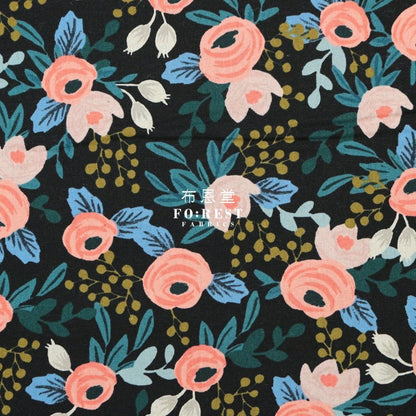cotton Linen Canvas - Garden Party Rose fabric Navy - FO:REST Fabric 布恩堂Liberty fabrictana lawnjapanese fabricykk zipper