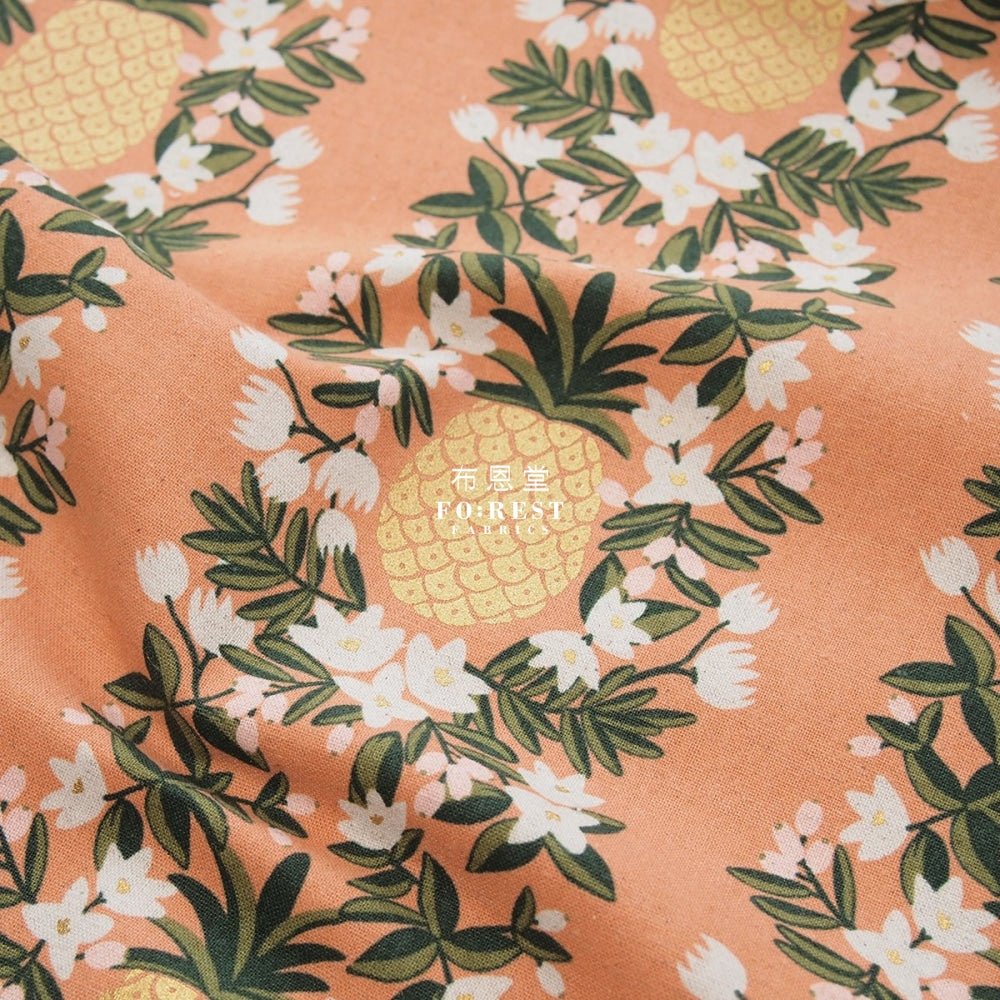 cotton Linen Canvas - Summer Pineapple fabric PEACH - FO:REST Fabric 布恩堂Liberty fabrictana lawnjapanese fabricykk zipper