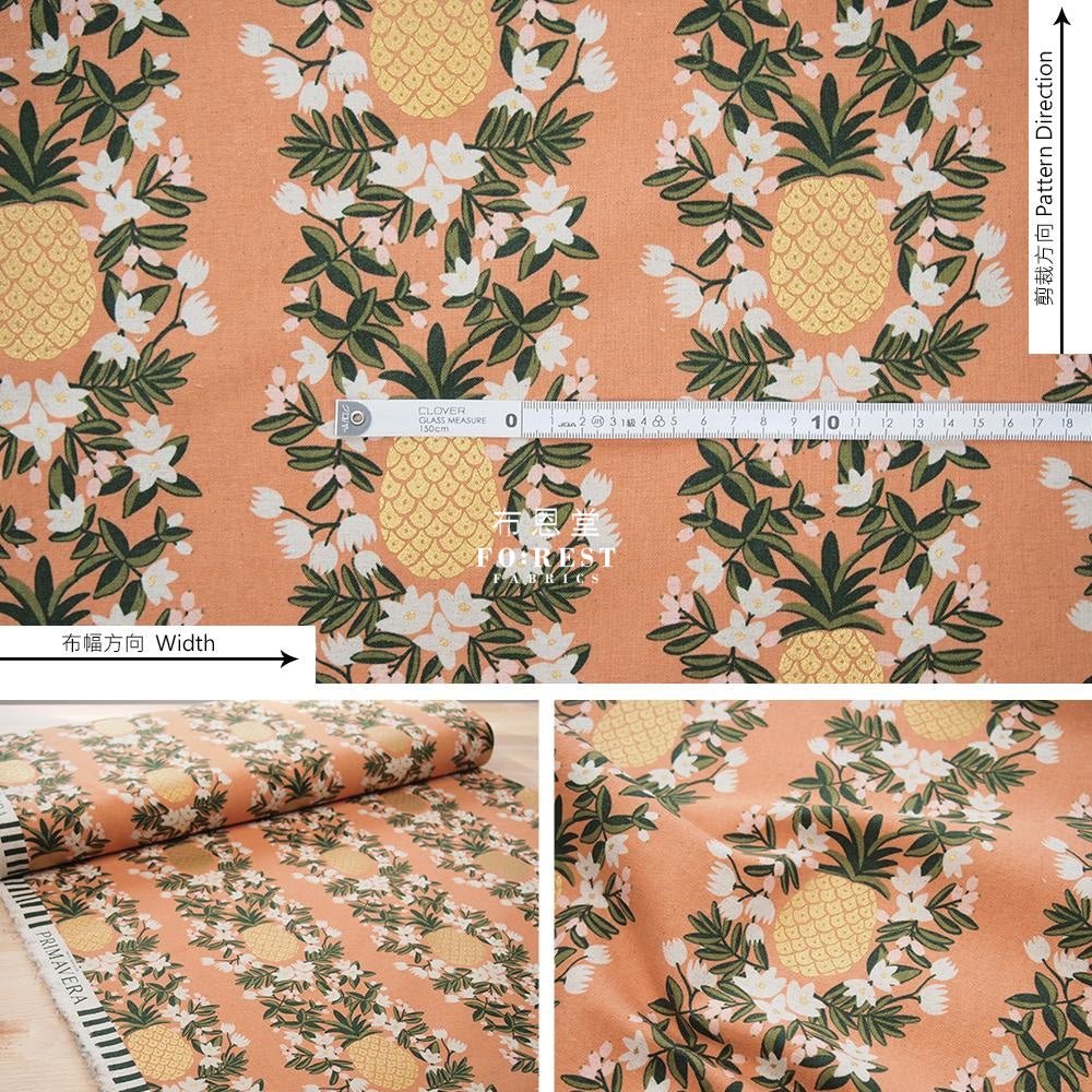 cotton Linen Canvas - Summer Pineapple fabric PEACH - FO:REST Fabric 布恩堂Liberty fabrictana lawnjapanese fabricykk zipper